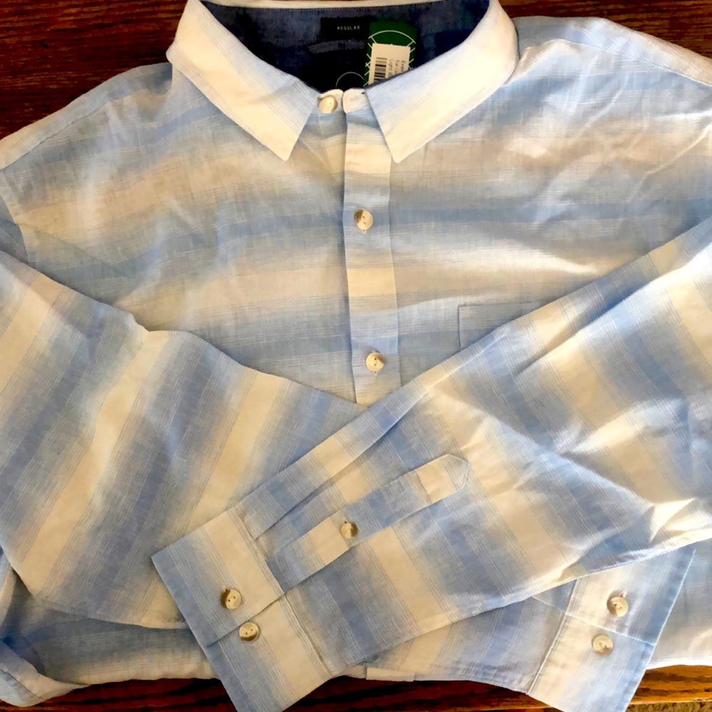 NWT stitch fix long sleeve linen blue button down
